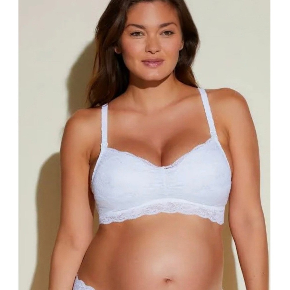 Cosabella Sweetie Nursing Maternity Bralette Floral Wireless Bra White Lace L